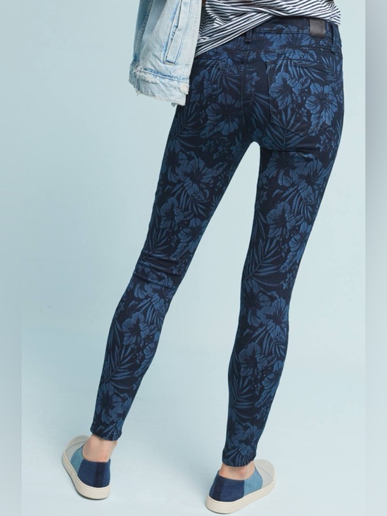 LEVEL 99 Janice Mid Rise Skinny Denim Jeans Floral Jamaica Dark Blue 26 - Picture 3 of 10